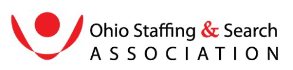 Red abstract logo with circle and curved lines beside 'Ohio Staffing & Search ASSOCIATION' text